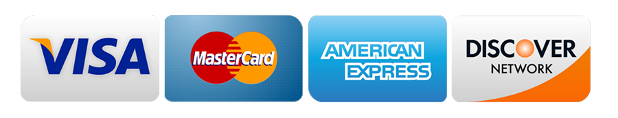 Visa, Master Card, American Express, and Discover